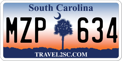 SC license plate MZP634