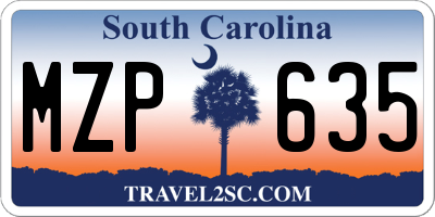 SC license plate MZP635
