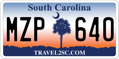 SC license plate MZP640