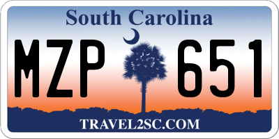 SC license plate MZP651