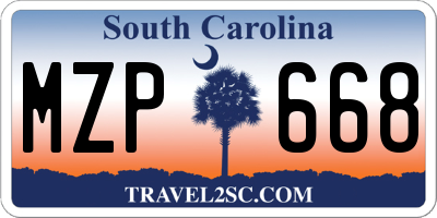 SC license plate MZP668