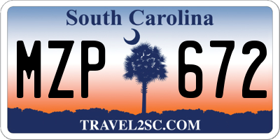 SC license plate MZP672