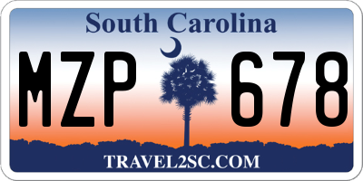 SC license plate MZP678