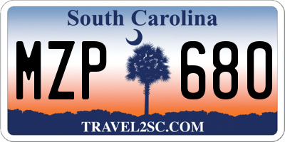 SC license plate MZP680
