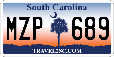 SC license plate MZP689