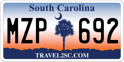 SC license plate MZP692