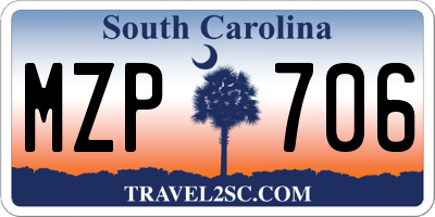 SC license plate MZP706