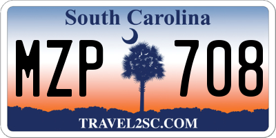 SC license plate MZP708