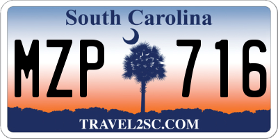 SC license plate MZP716