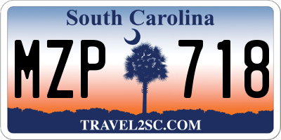 SC license plate MZP718