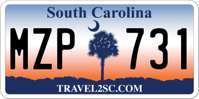 SC license plate MZP731