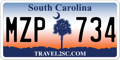 SC license plate MZP734