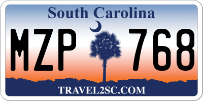 SC license plate MZP768