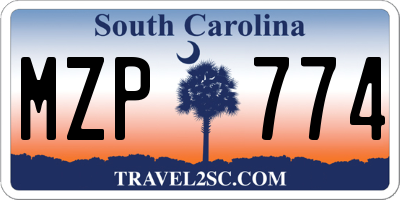 SC license plate MZP774