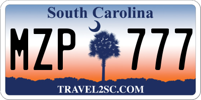 SC license plate MZP777