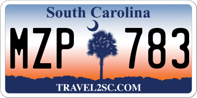 SC license plate MZP783