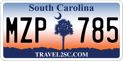 SC license plate MZP785