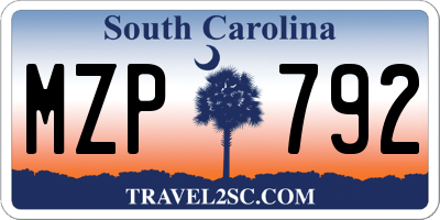 SC license plate MZP792
