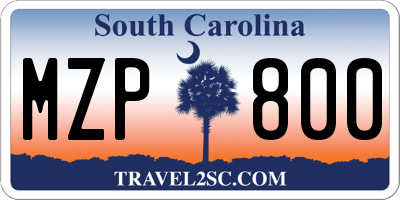 SC license plate MZP800