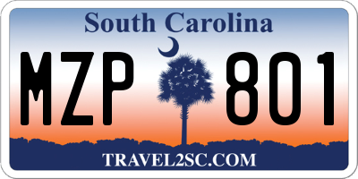 SC license plate MZP801