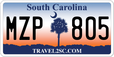 SC license plate MZP805