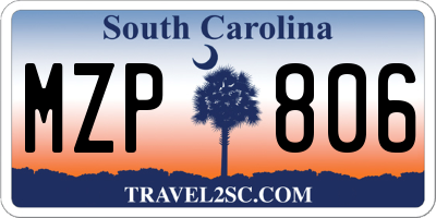 SC license plate MZP806