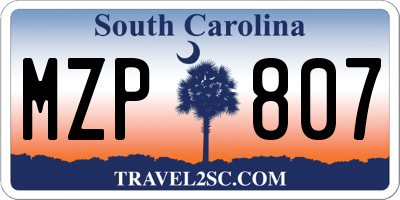 SC license plate MZP807