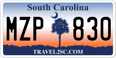 SC license plate MZP830