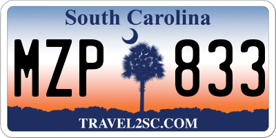 SC license plate MZP833