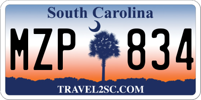 SC license plate MZP834
