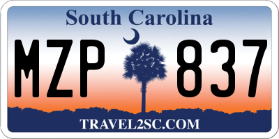 SC license plate MZP837