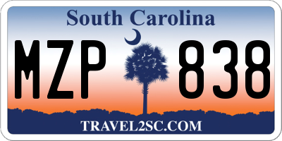 SC license plate MZP838