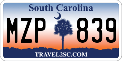 SC license plate MZP839