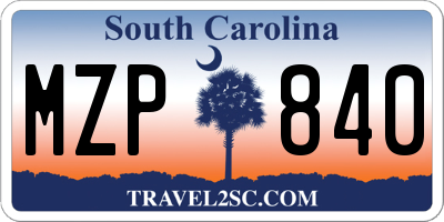 SC license plate MZP840