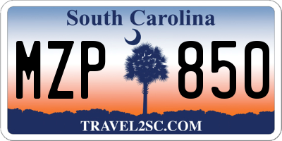 SC license plate MZP850