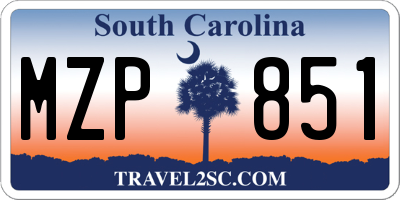 SC license plate MZP851