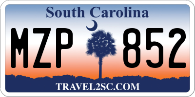 SC license plate MZP852