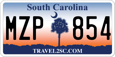 SC license plate MZP854