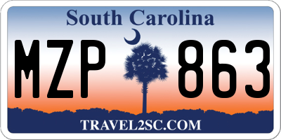 SC license plate MZP863