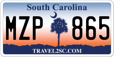 SC license plate MZP865