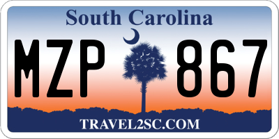 SC license plate MZP867