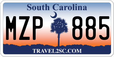 SC license plate MZP885