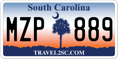 SC license plate MZP889