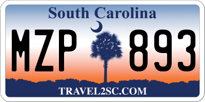 SC license plate MZP893