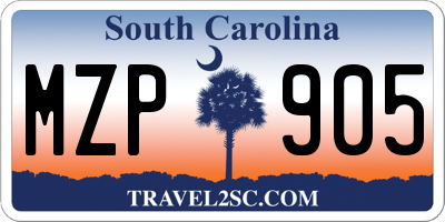 SC license plate MZP905