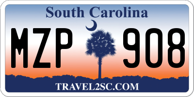 SC license plate MZP908