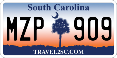 SC license plate MZP909
