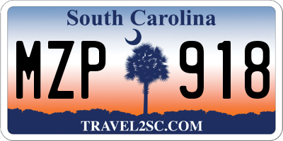 SC license plate MZP918
