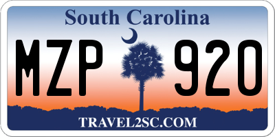 SC license plate MZP920