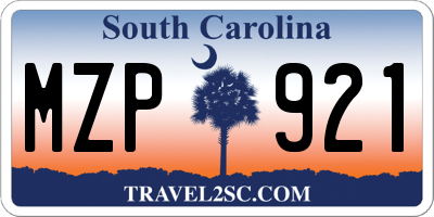 SC license plate MZP921